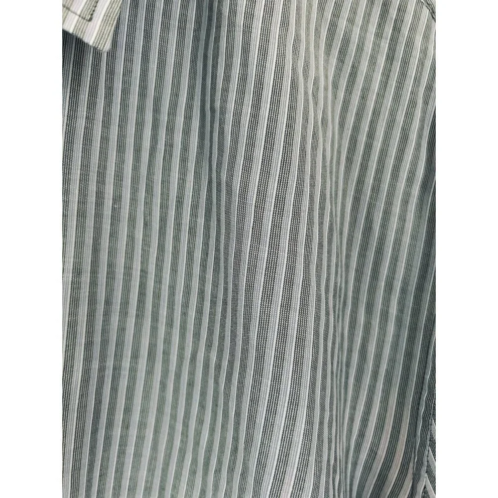 John Varvatos Shirt Button-Down Cotton Gray Lavender Stripes Long Sleeve Size La